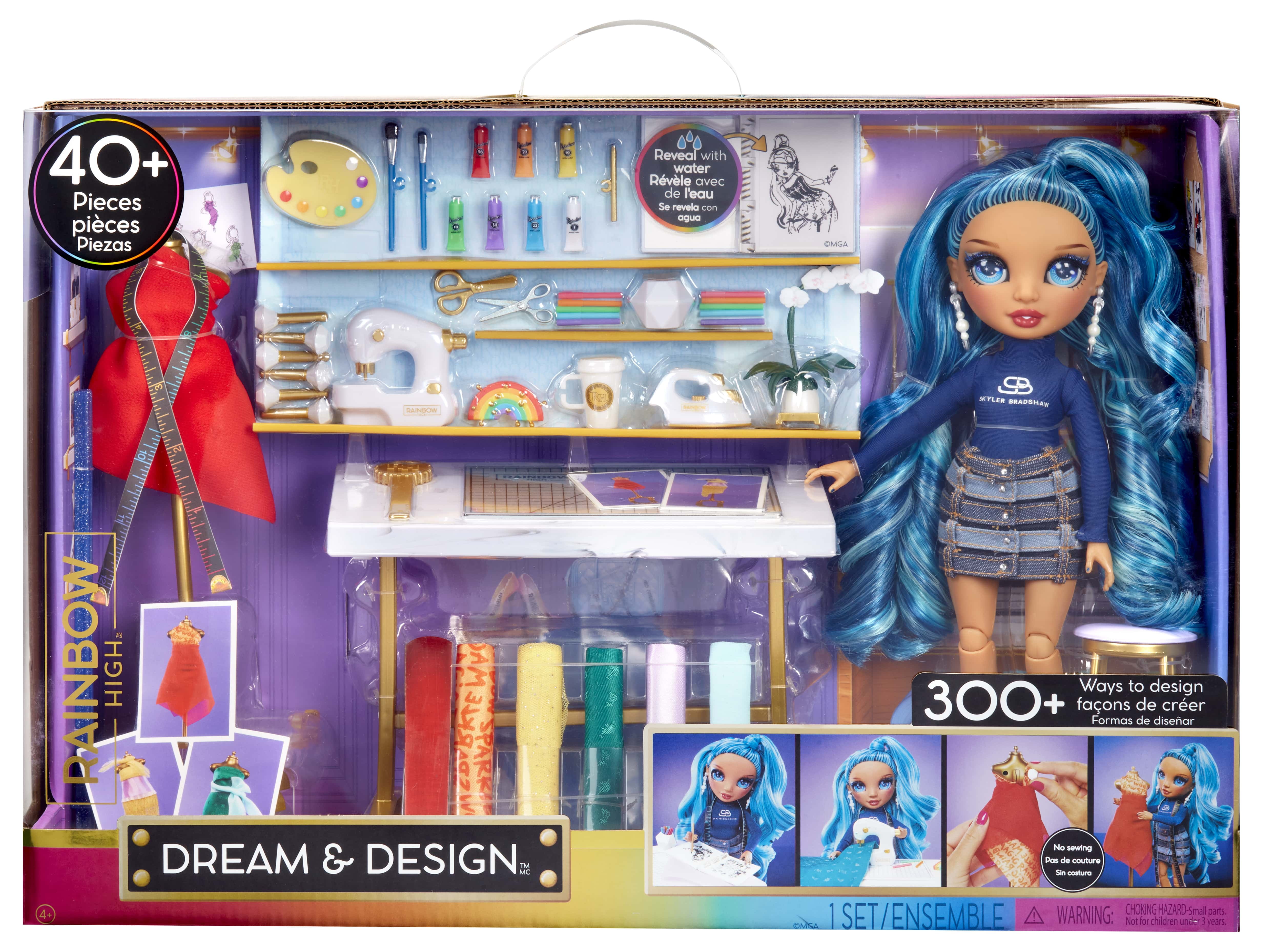 Rainbow High Dream & Design Fashion Studio Playset, Fashion Designer  Playset with Exclusive Blue Skyler Doll Plus Easy No Sew Fashion Kit Kids  Gift