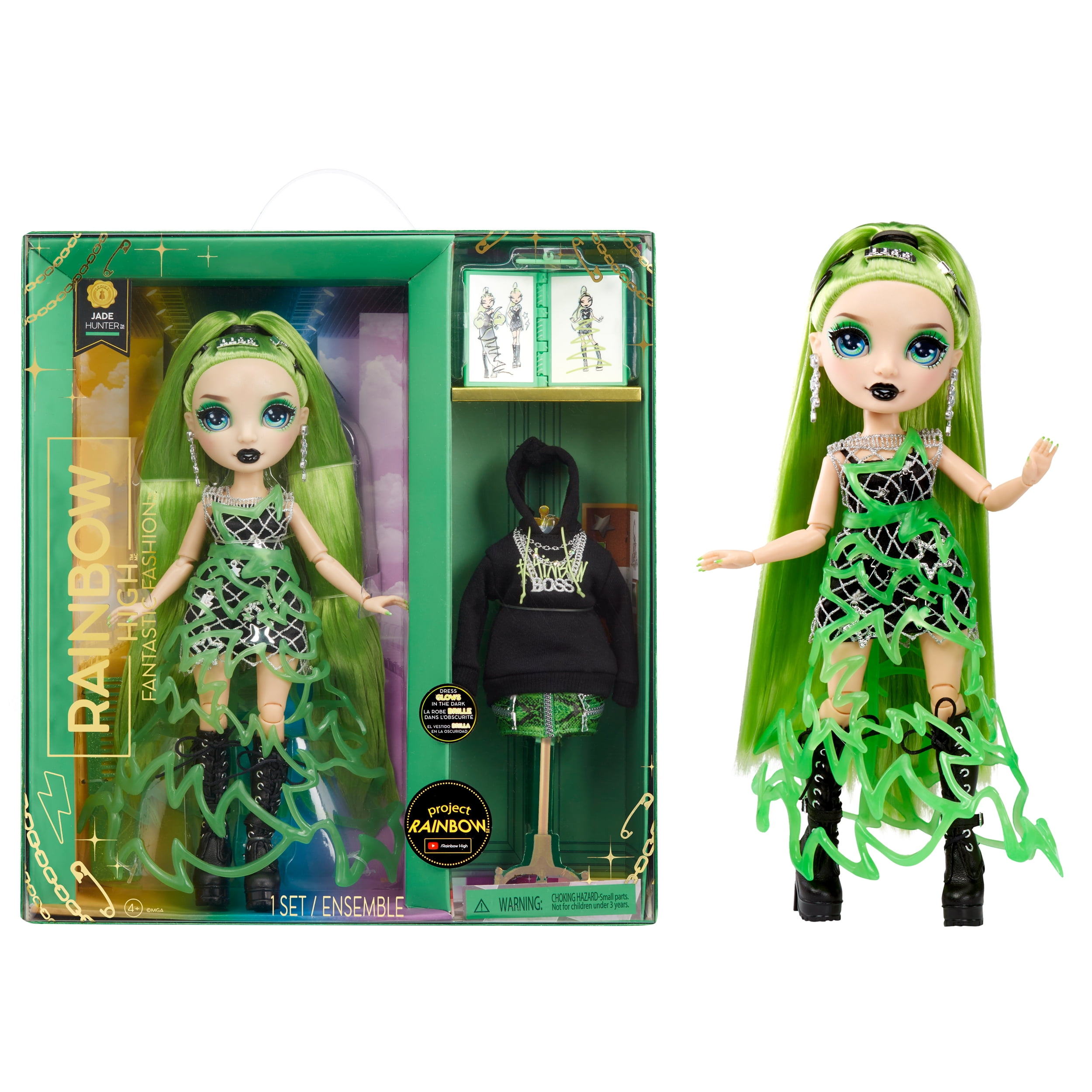Rainbow High Fantastic Fashion Jade Hunter - Green 11” Fashion Doll and  Playset with 2 Complete Doll Outfits, and Fashion Play Accessories, Kids  Gift