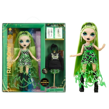 Rainbow High Fantastic Fashion Jade Hunter - Green 11” Doll and Playset with 2 Doll Outfits, and Play Accessories, Kids Gift 4-12
