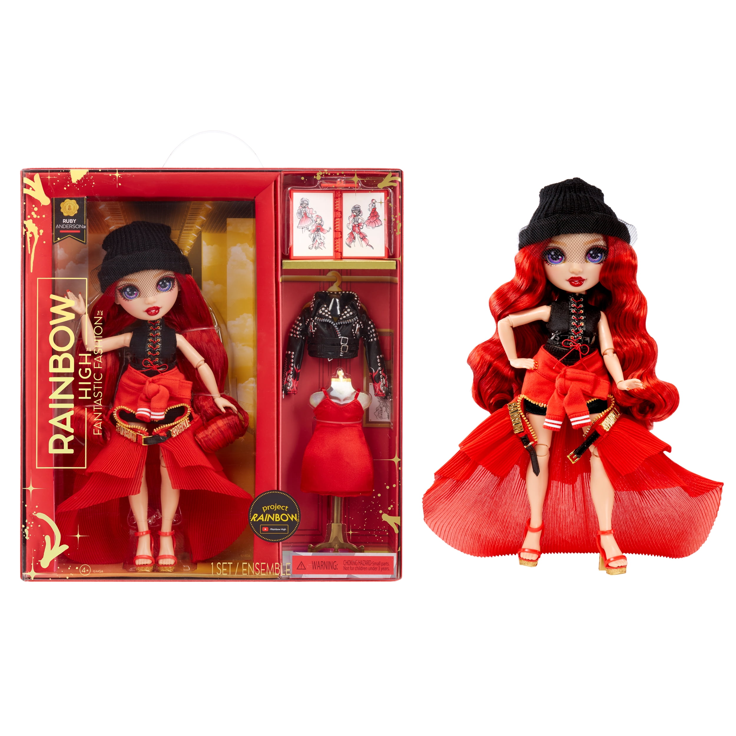  Rainbow High Jr High Ruby Anderson- 9-inch RED Fashion Doll  with Doll Accessories- Open and Closes Backpack, Great Gift for Kids 6-12  Years Old and Collectors : Toys & Games