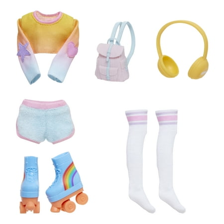Rainbow High Fashion Pack - Skate Social Theme: includes 1 Full Skate Outfit, Roller Skate shoes, Jewelry and Play Accessories. Kids Toy Gift Ages 4+ - Styles May Vary