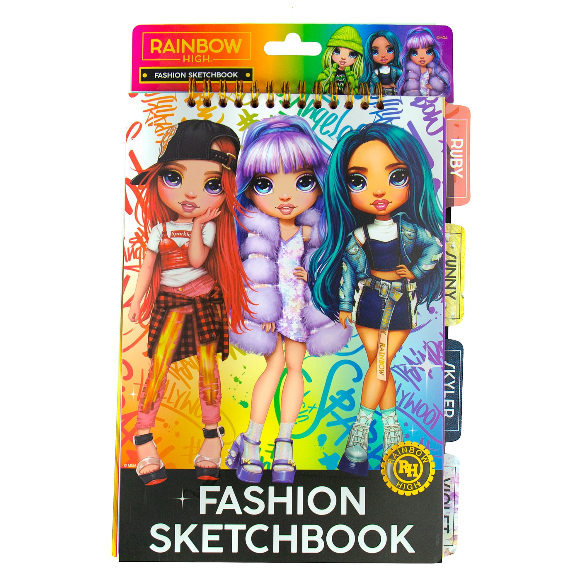 Rainbow High Fashion Sketchbook with Stencils, 7.10in x 9.94in, Multicolor, 23 Pages