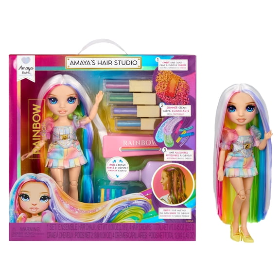 Rainbow High Amaya's Hair Studio - Create Sparkle Shimmer Hair with Exclusive Doll, Extra Long Washable Hair Color & Doll Clothes and Accessories- Fun Playset for Kids Ages 4+