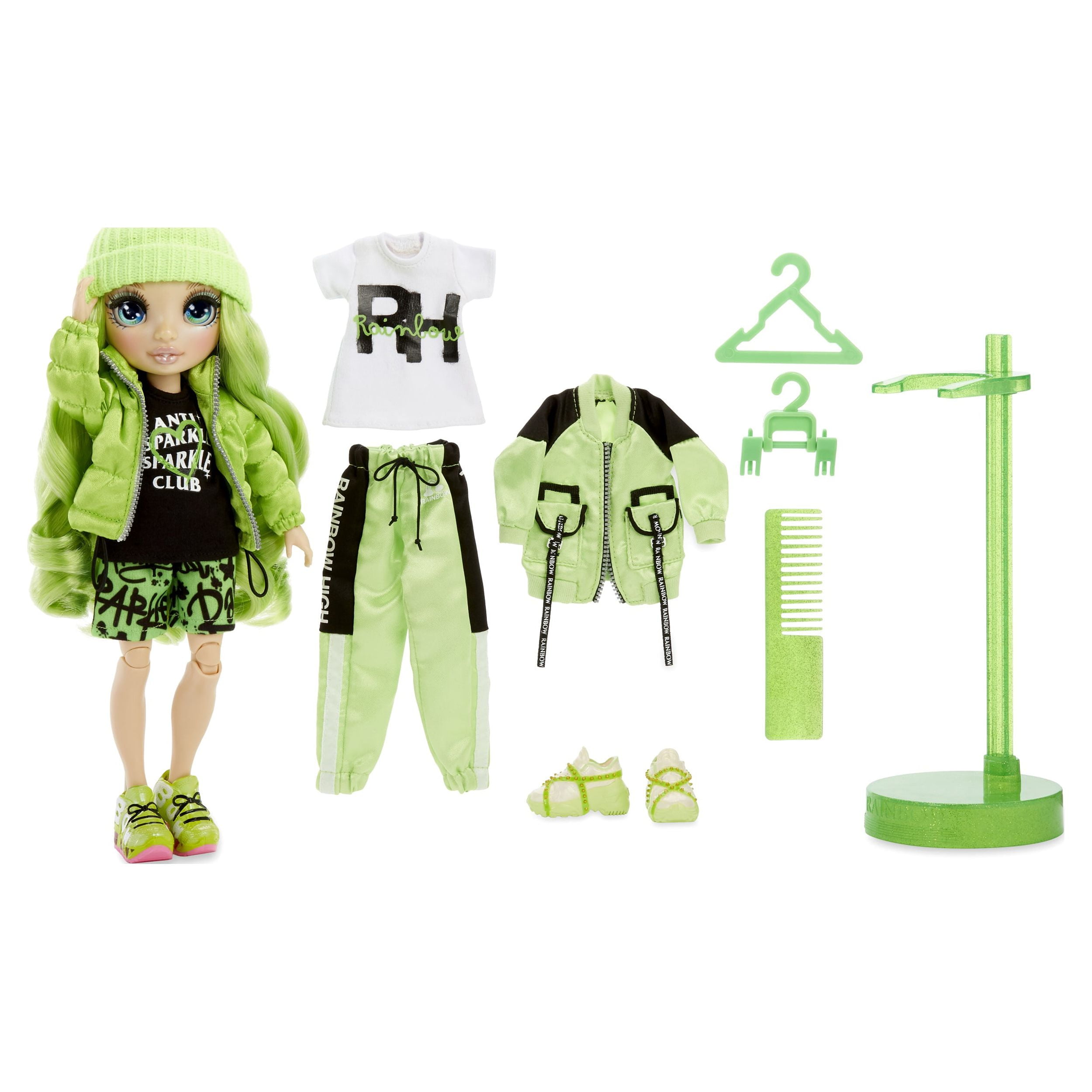 Rainbow High Rainbow Surprise Jade Hunter - Green Clothes Fashion Doll with  2 Co