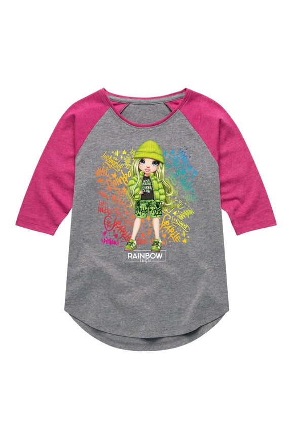 - Jade Hunter Rainbow Graffiti - Toddler And Youth Girls Raglan Graphic T-Shirt