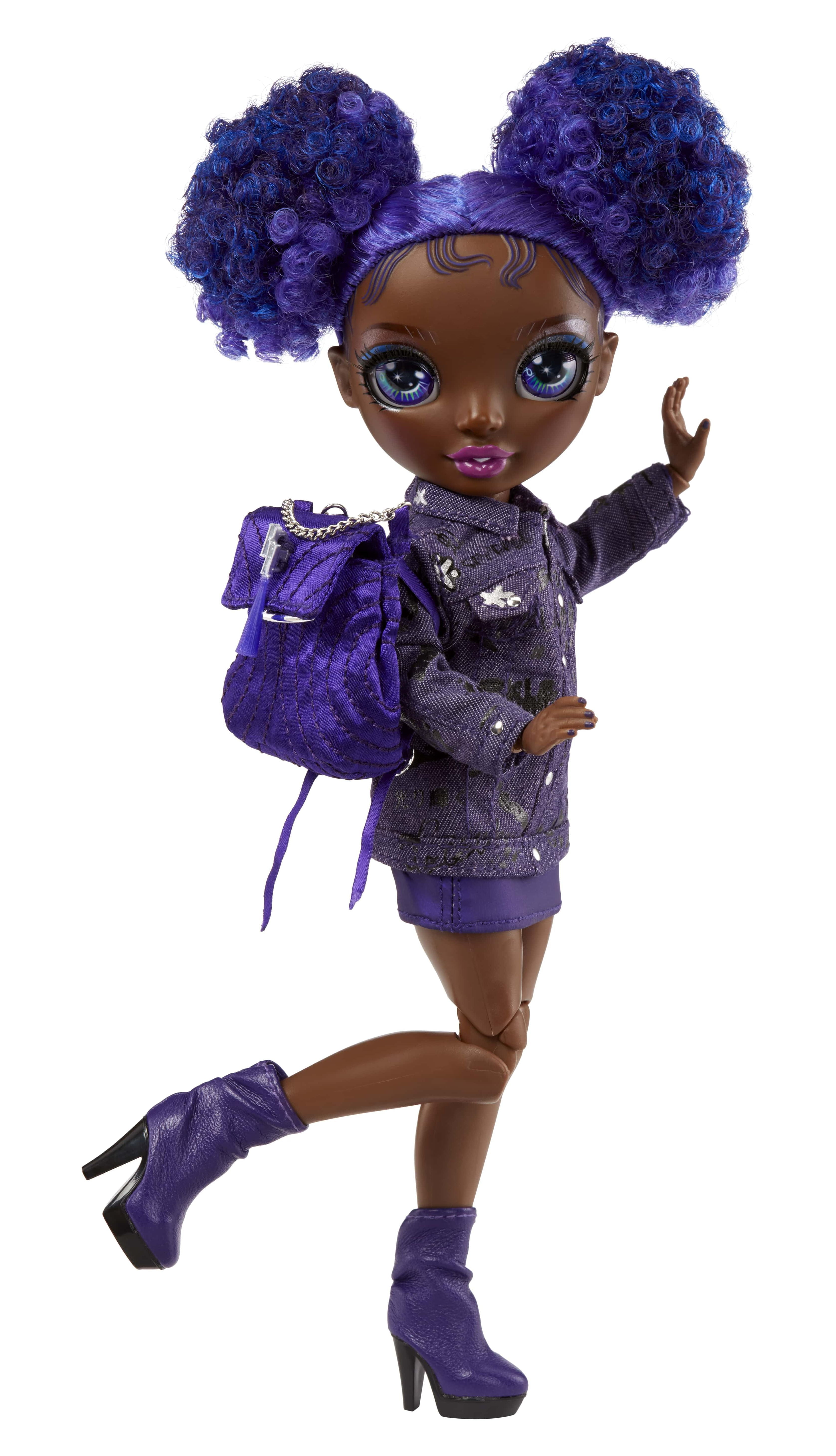 Rainbow High Jr High Krystal Bailey- 9-inch PURPLE Fashion Doll with Doll Accessories- Open and Closes Backpack. Great Gift for Kids 6-12 Years Old and Collectors