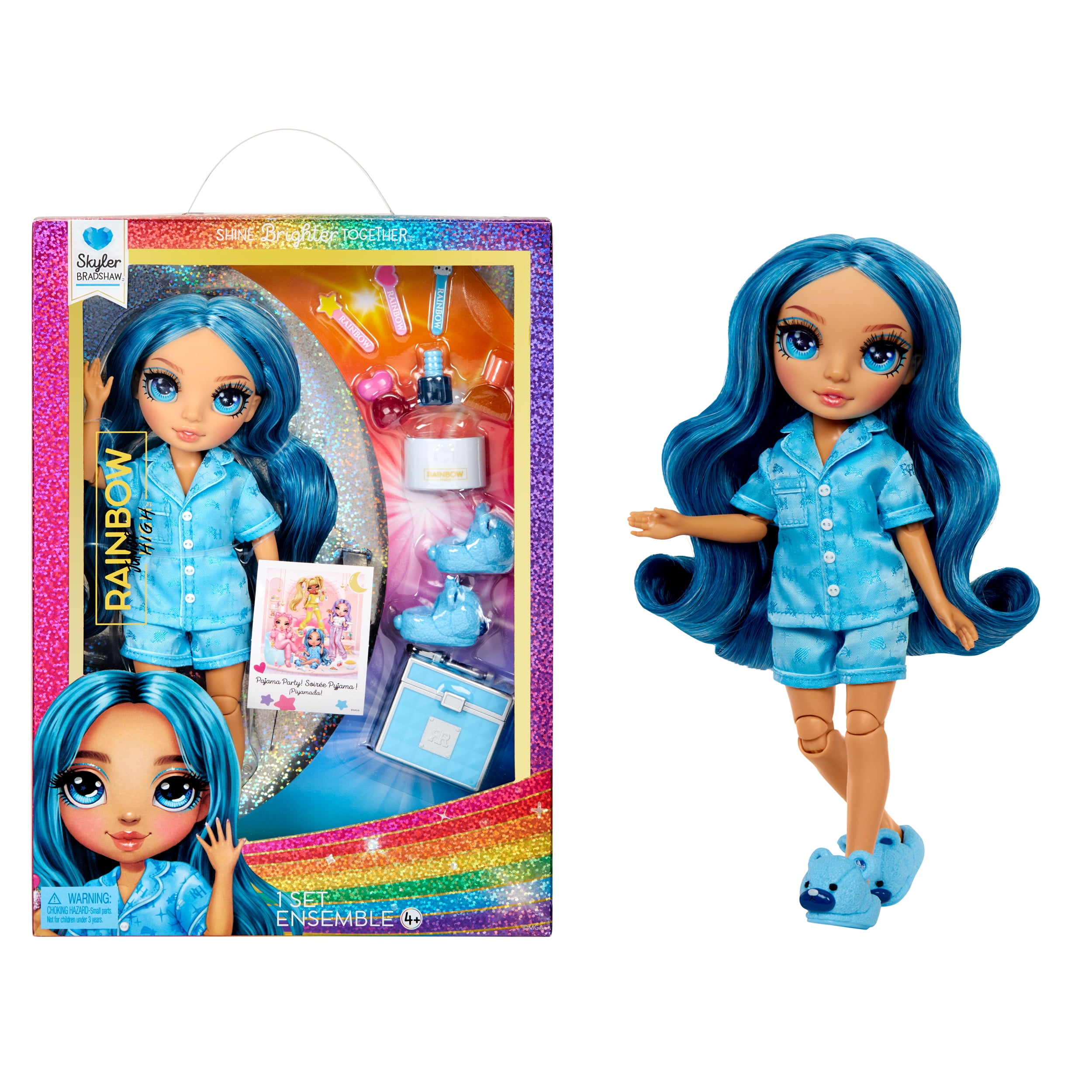 Rainbow High Jr High PJ Party Skyler, Blue, 9 Posable Doll, Ages 4-12