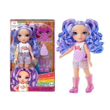 Rainbow High Littles Amethyst Willow, Purple 5.5" Posable Small Doll, Purse, Pet Dog, Girls Toy Gift, Kids Ages 4-12