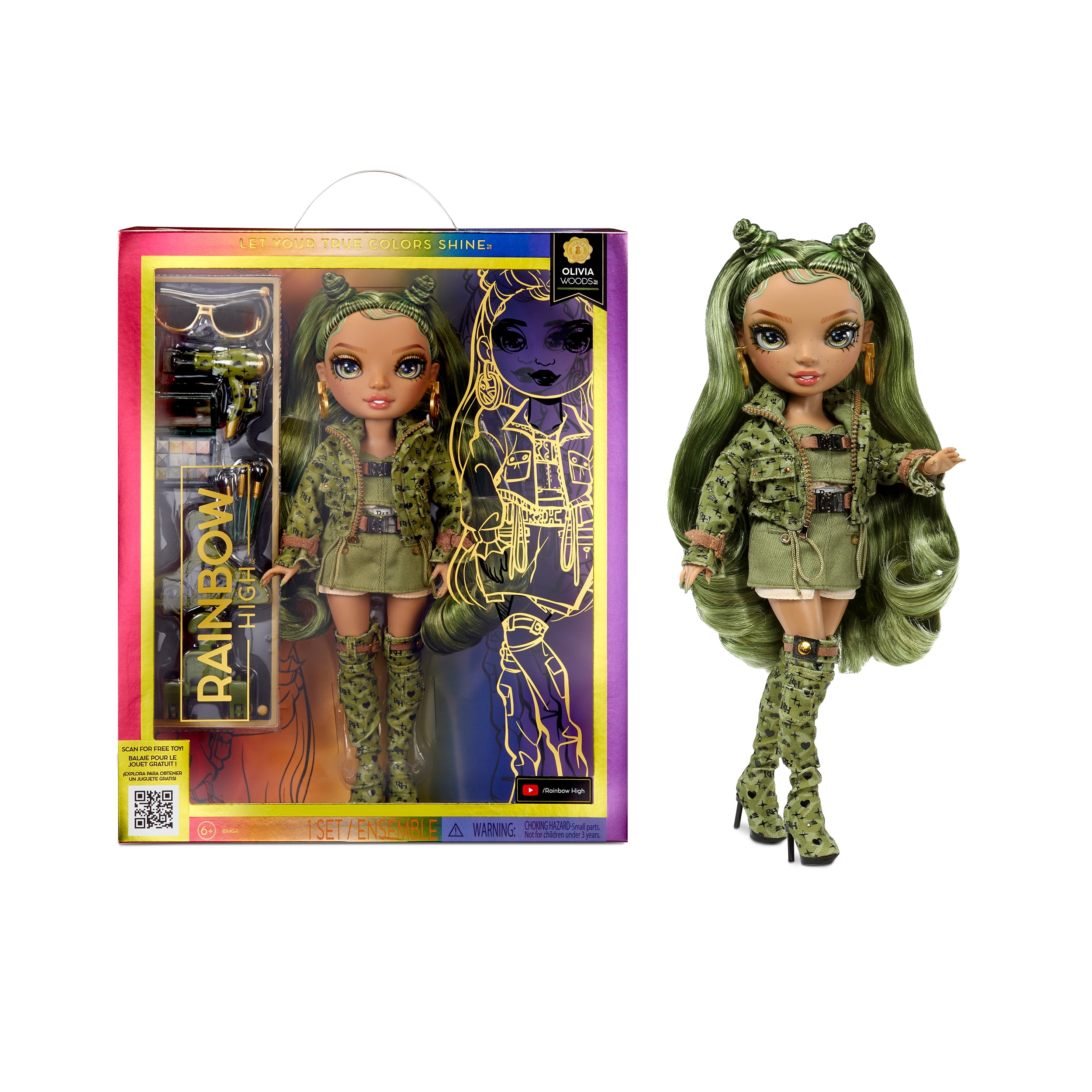 Rainbow High Olivia- Camo Green Fashion Doll. Fashionable Outfit & 10+  Colorful Play Accessories. Great Gift for Kids 4-12 Years Old and  Collectors.