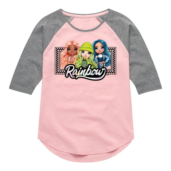Rainbow High - Rainbow Checkered Frame - Toddler And Youth Girls Raglan Graphic T-Shirt