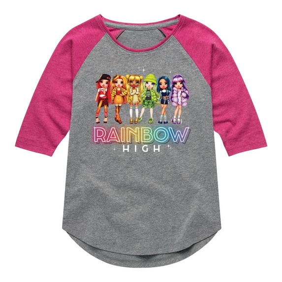 Rainbow High - Rainbow High Character Group - Toddler And Youth Girls Raglan Graphic T-Shirt