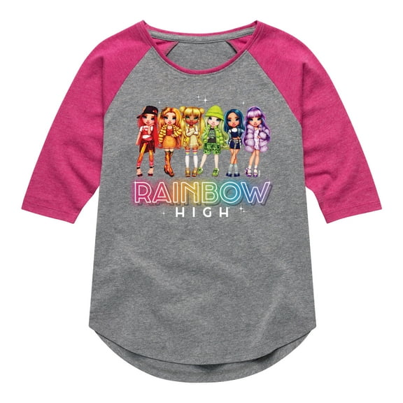 Rainbow High - Rainbow High Character Group - Toddler And Youth Girls Raglan Graphic T-Shirt