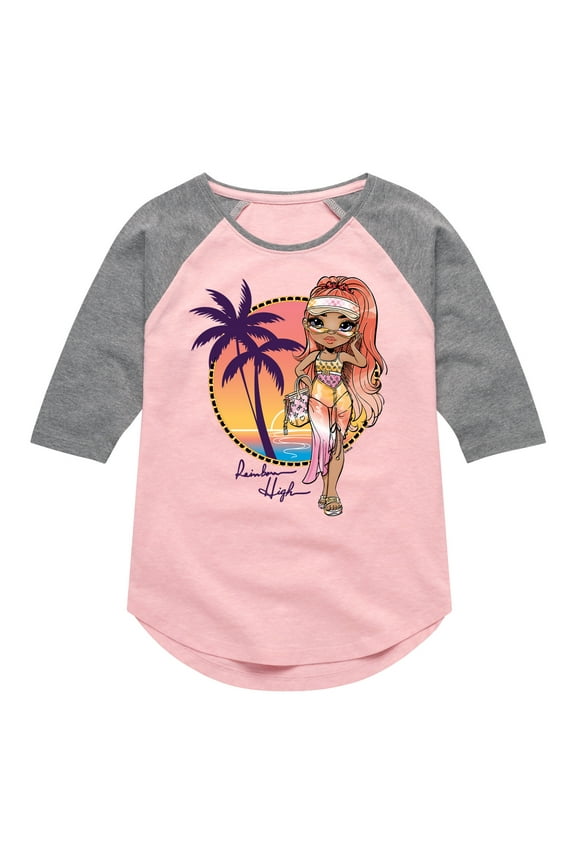 - Rainbow High Simone Summers - Toddler & Youth Girls Raglan Graphic T-Shirt