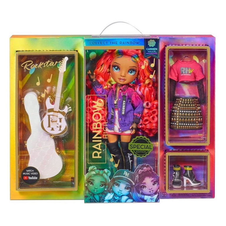Rainbow High Carmen Major Rockstar Fashion Doll with Toy