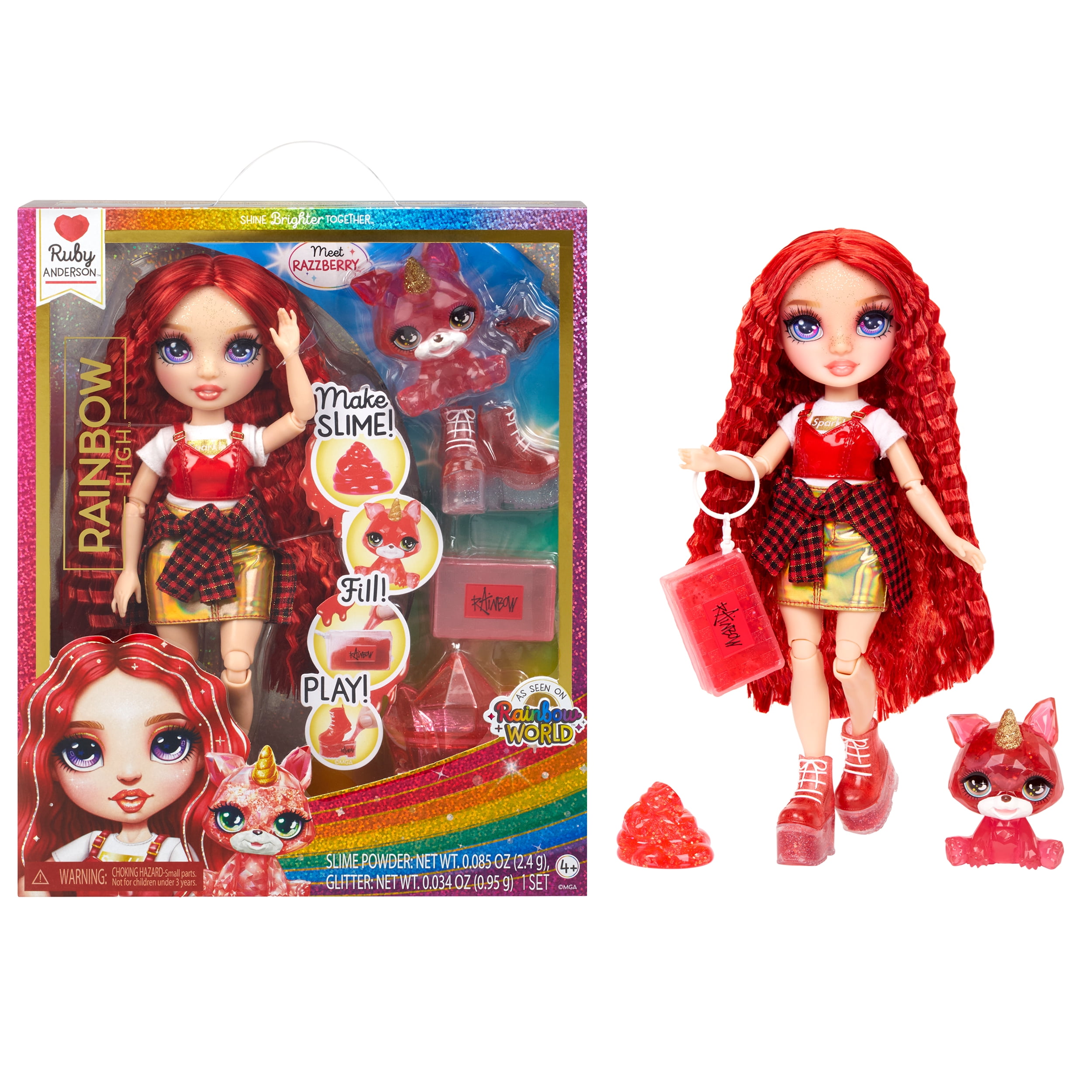 Rainbow High Ruby with Slime Kit & Pet, 11 Doll, Red, Ages 4+