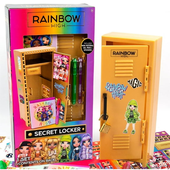 Rainbow High Secret Locker Stationery Set, Including Notepad, Gel Pens Stickers Ages 6+