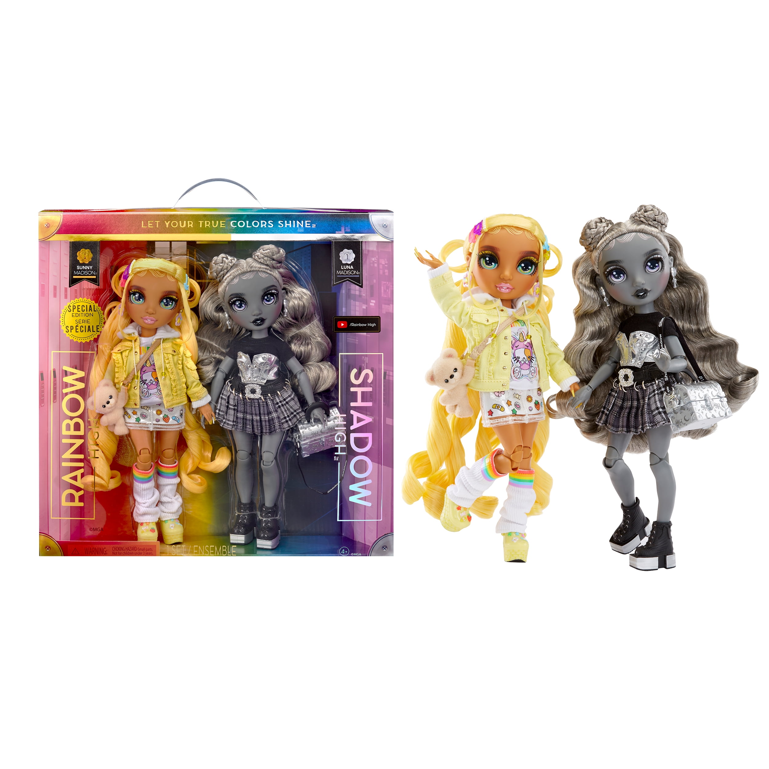 Rainbow High Shadow High Special Edition Madison Twins 2-Pack Fashion Doll.  Yellow & Grey Designer Outfits with Accessories, Mix and Match Outfits