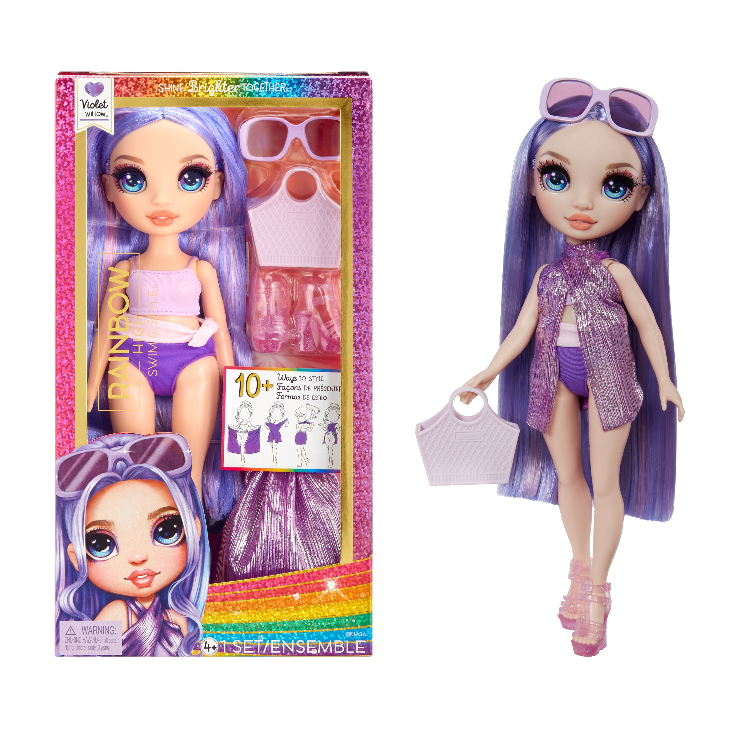 Free Shipping! Rainbow High Swim Style Violet Purple 11