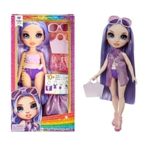 Rainbow High Swim & Style Violet, Purple 11” Doll, Removable Swimsuit, Wrap, Sandals, Fun Play Accessories. Kids Toy Gift Ages 4-12