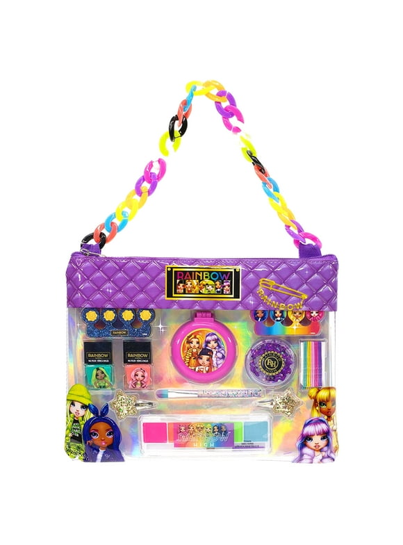 Rainbow High Townley Girl Kids Makeup Play Set With Kids Chain Purse Bag, Ages 3+