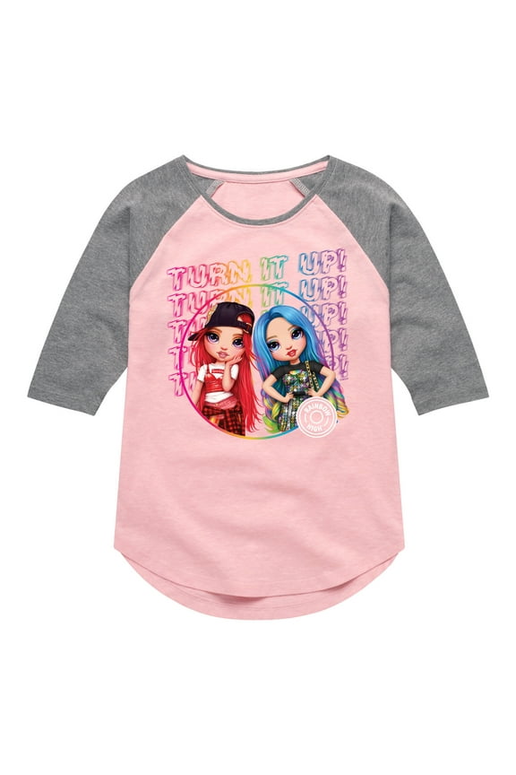 - Turn It Up - Toddler And Youth Girls Raglan Graphic T-Shirt