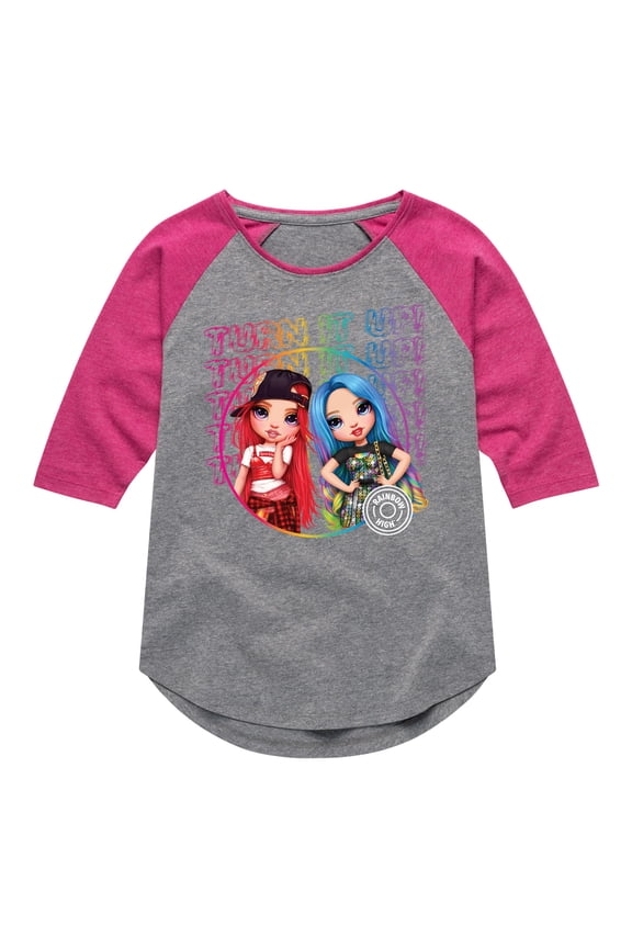 - Turn It Up - Toddler And Youth Girls Raglan Graphic T-Shirt