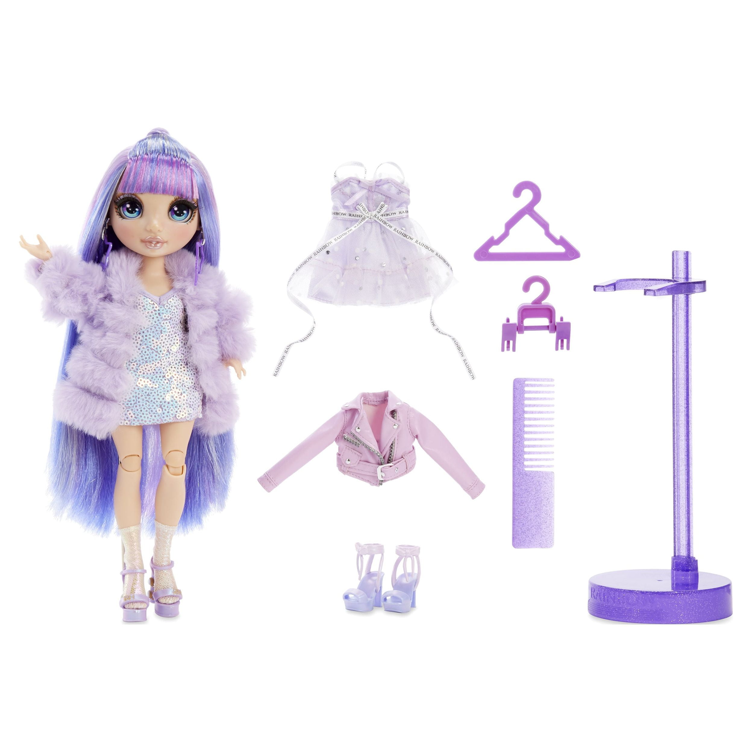 Rainbow High Fantastic Fashion Violet Willow - Poupée-mannequin violette de  11 po (28 cm) et jouet