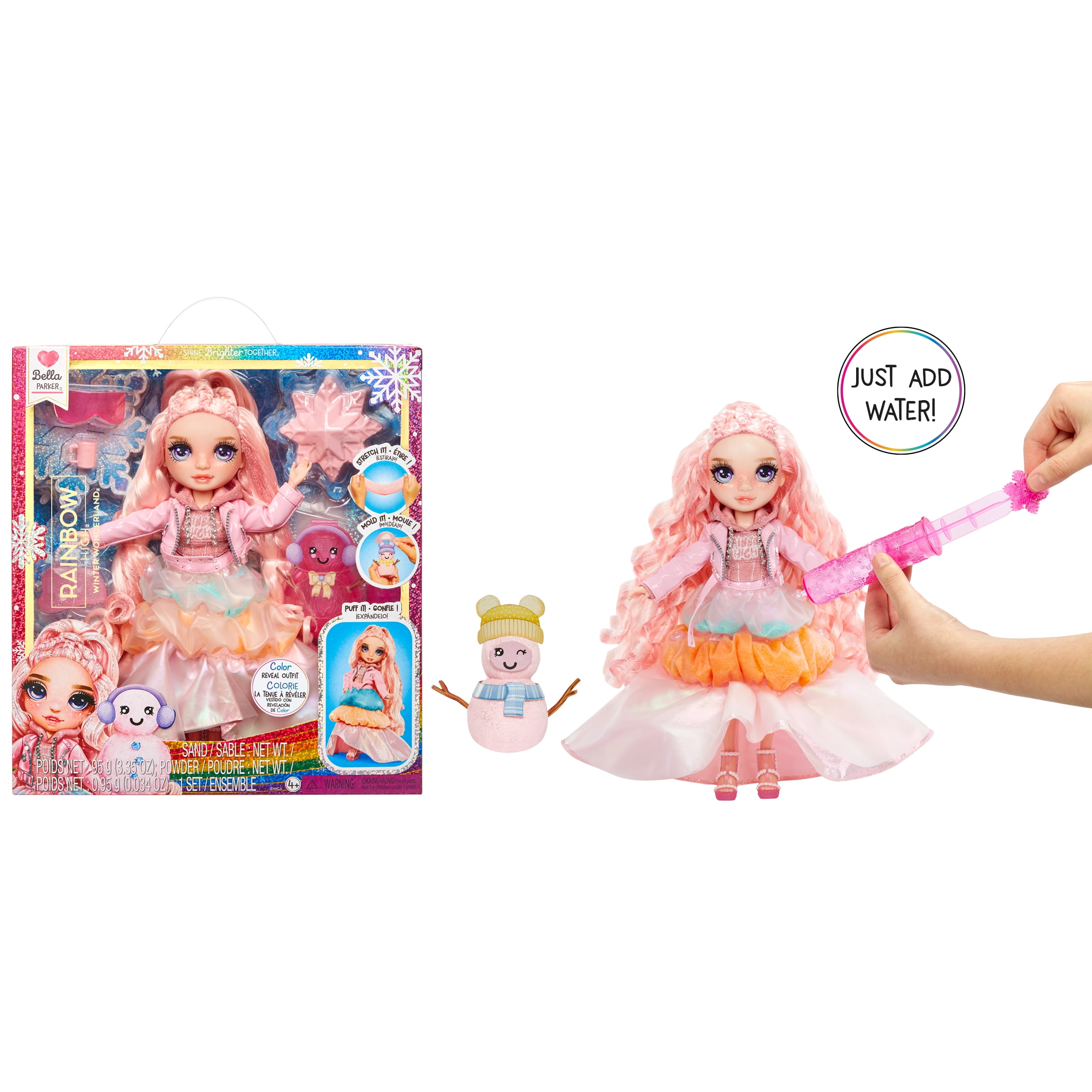 Rainbow High Winter Wonderland Bella - Pink 11 Fashion Doll with Magic Snow, Snowman Kit, Great Gift for Kids 4-12