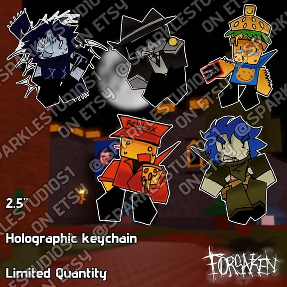 Rainbow Holographic Roblox Forsaken survivors keychains Builderman Shedletsky Dusekkar Taph Two Time Chance 007n7 Elliot Guest 1337 Noob (1 keychain)