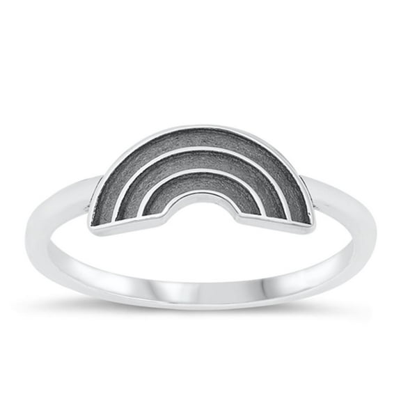 Rainbow Hope Peace Good Luck Promise Ring .925 Sterling Silver Band Jewelry Female Male Size 9