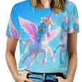 thumbnail image 1 of Rainbow Horse with Wings T Shirts Basic T-Shirt Short Sleeve Ladies Tee Shirt Summer Graphic Clothing, 1 of 6