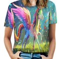 thumbnail image 1 of Rainbow Horse with Wings T Shirts Basic T-Shirt Short Sleeve Ladies Tee Shirt Summer Graphic Clothing, 1 of 6