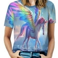 thumbnail image 1 of Rainbow Horse with Wings Women's T-Shirt Short Sleeve T Shirts Tops Tee Ladies Loose T, 1 of 6