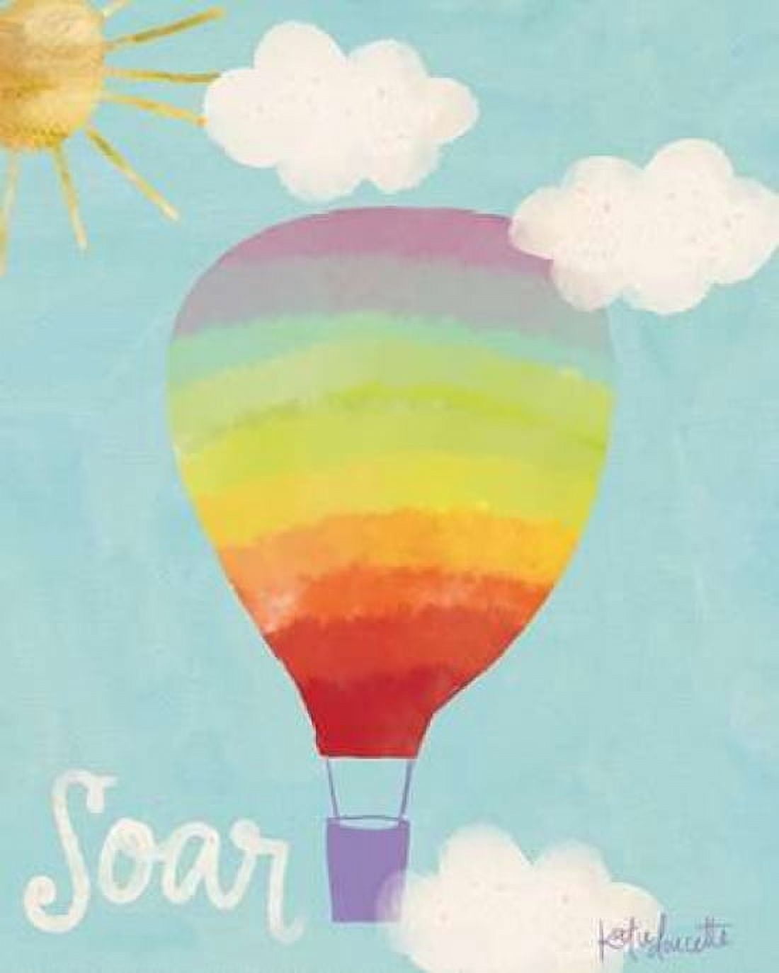 Rainbow Hot Air Balloon Canvas Art - Katie Doucette (24 x 30)