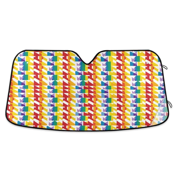 Rainbow Hounds Tooth Car Windshield Sun Shade Foldable Car Front Window Visor Heat and UV Protection 53x23.5