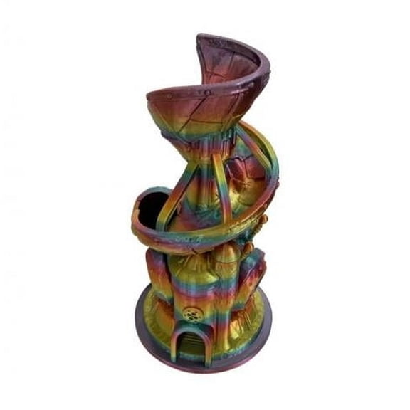 Rainbow Hued Dice Tower 3D Printed Figurine