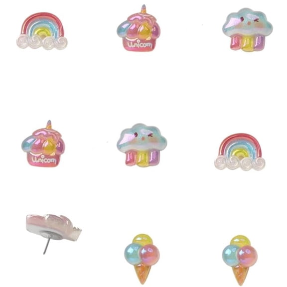 Rainbow Ice Cream thumbtack Cute thumbtack Soft Wood D rative thumbtack Used for Photo Wall, Billboard, Teaching Supplies D ration (40 Pcs)
