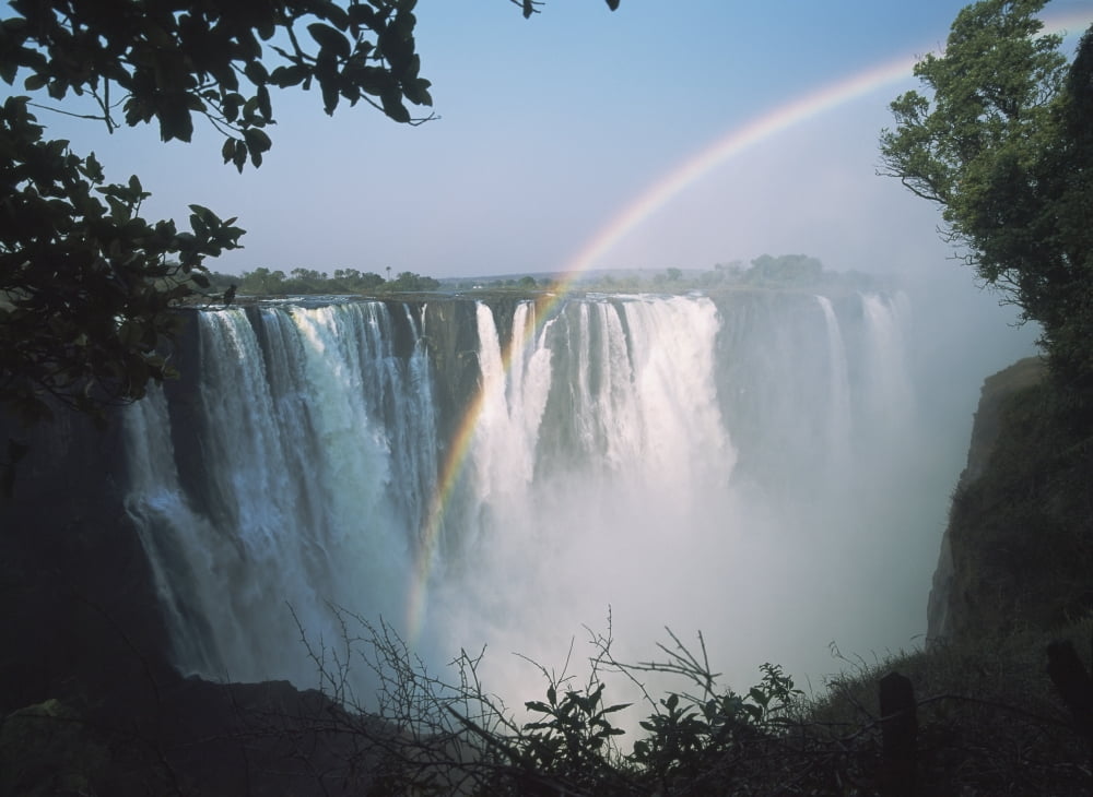 Rainbow In Front Of Victoria Falls Canvas Art - Ian Cumming Design Pics (18 x 13)