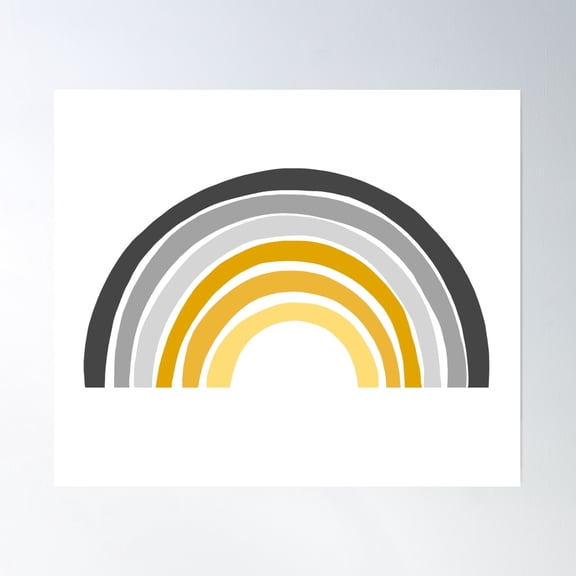 Rainbow In Grey And Mustard Yellow Poster Wall Art, Modern Wall Decor, 12x18 UNFRAMED
