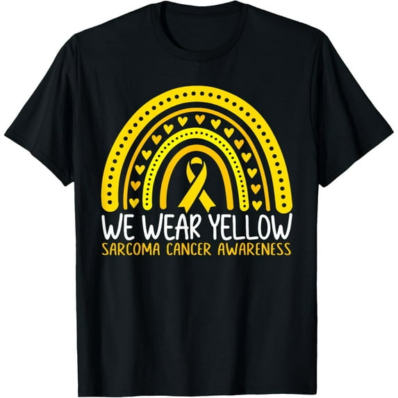 Rainbow In July We Wear Yellow Sarcoma Cancer Awareness T-Shirt