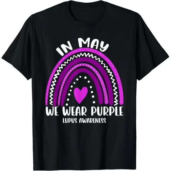 Rainbow In May We Wear Purple Lupus Awareness T-Shirt