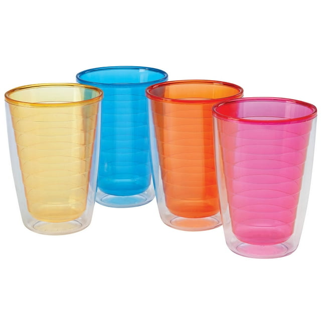Reusable Plastic Insulated Tumblers for Outdoor Summer Drinks by Home