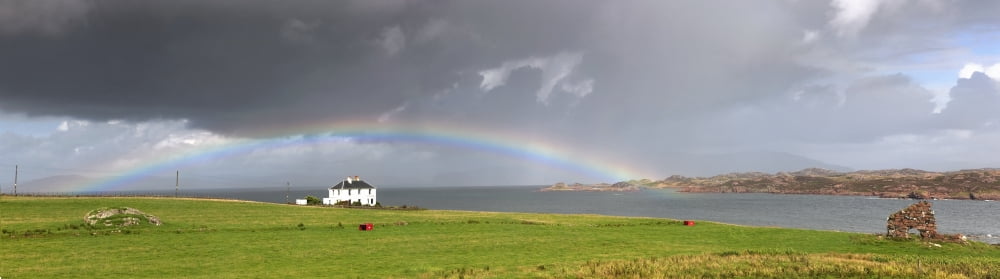 Rainbow Island Of Iona Scotland Canvas Art - John Short Design Pics (41 x 11)