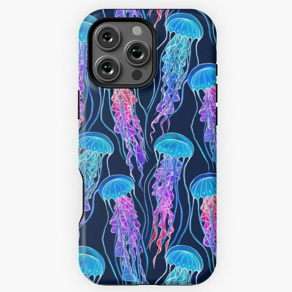 Rainbow Jellyfish Navy Blue Phone Case for iPhone 16 15 14 13 12 11 Pro Max M891421