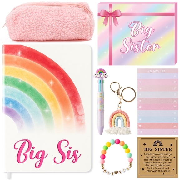 MALLMALL6 Rainbow Creative Journals Kit with 1pc A5 Rainbow Big Sister Notebook, Rainbow, 9.84 in x 9.25 in, 50 Pages, 7 Count