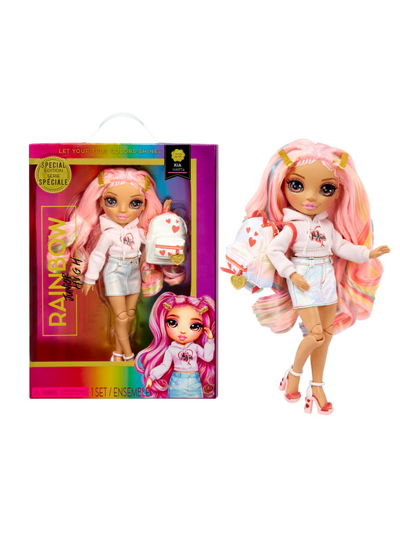 Rainbow Jr High Special Edition Kia Hart , 9" Pink Posable Fashion Doll, Accessories, Soft Backpack. Toy Gift Kids Ages 4-12
