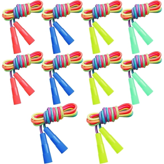Rainbow Jump Rope, 7.2 Ft Adjustable Jumping Ropes for Kids, Durable Nylon Skipping Ropes with Plastic Handles, Gift Idea for Boys and Girls, Outdoor Fun, Party Favors