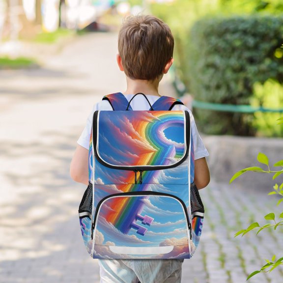 Rainbow Key Backpack Big Laptop Backpack Casual Daypack Quilted Large Capacity Large Bookbags