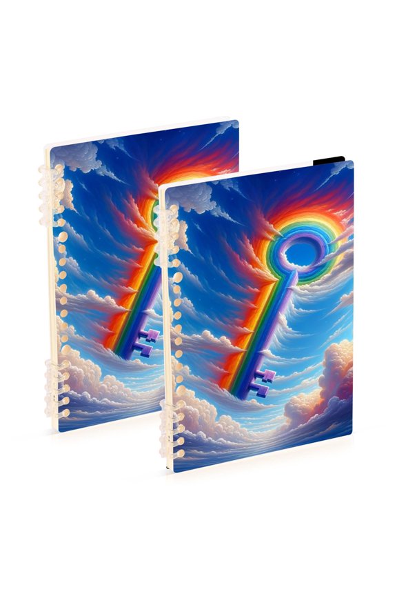 Rainbow Key Ring Binder Notebook Journey Note Diary College Ruled Spiral Notebook Study Loose Leaf Paper A5 60 Pages