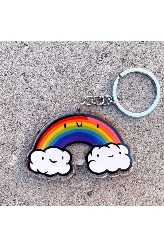 Rainbow Keychain | Cute Acrylic Keychain | Gay pride keychain | cute rainbow keychain | happy rainbow keychain | rainbow and clouds | LGBTQ